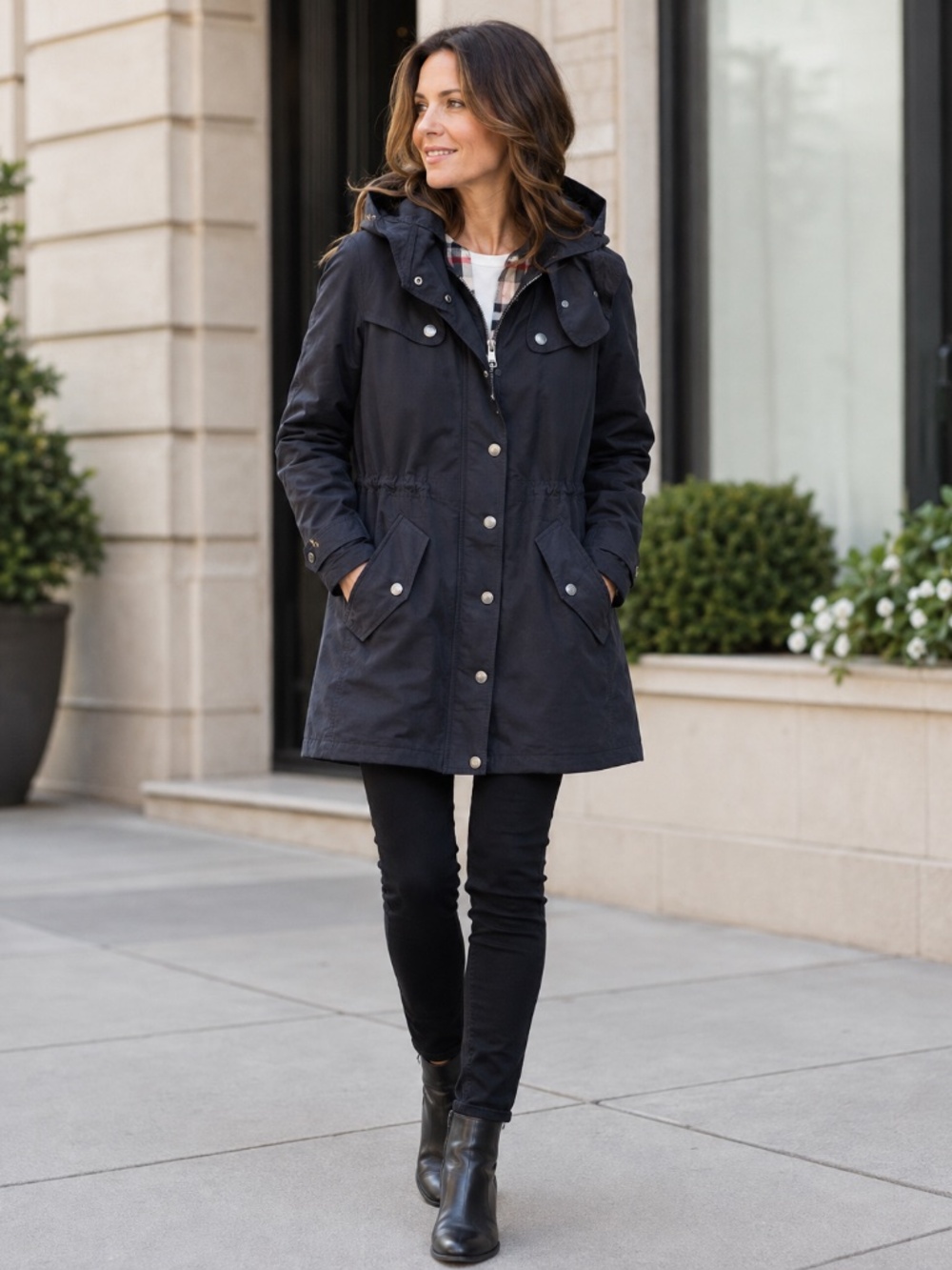 Burberry Brit Hooded Parka Coat with Check Lining – Size US 6 / UK 8